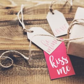 gift with kiss me labels